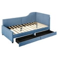 thumbnail image 5 of Harper & Bright Designs Twin Size L-Shaped Upholstered Daybed with 2 Storage Drawers, Modern Corduroy Wooden Corner Sofa Bed Frame for Bedroom, Guestroom, Blue, 5 of 9