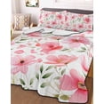 thumbnail image 3 of Quilts Twin XL Size, Elegant Spring Floral Soft Comforter Bedding Set for Bed, Pink Flower Summer Botanical Lightweight Quilted Bedspread with Pillow Cover(2 Pieces) for All Season, 68x98 Inch, 3 of 6