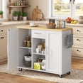 thumbnail image 3 of Walsunny Kitchen Islands Carts with Drop Leaf Table 1 Drawer 5 Wheels 2 Magnetic Doors Rolling Storage Cabinet White, 3 of 7