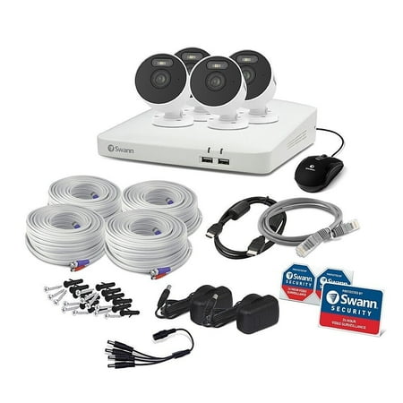 Swann - Enforcer 8 Channel 4 Cameras Indoor/Outdoor 1080P 1TB DVR Security System with Analytics