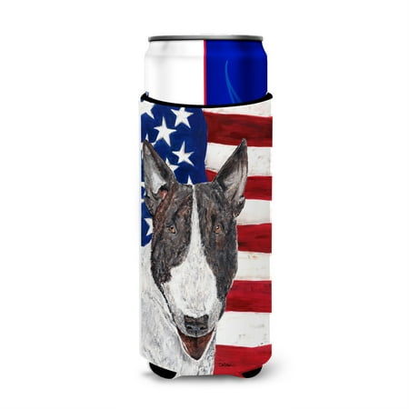 

Bull Terrier USA American Flag Ultra Beverage Insulators for slim cans