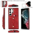 thumbnail image 4 of Designed for Samsung Galaxy S23 Ultra Wallet Case with Adjustable Wrist Strap Kickstand PU Leather Credit Card Holder Heavy Duty Shockproof Hybrid Rugged Protective Cover for Women Men 6.8",Red, 4 of 7