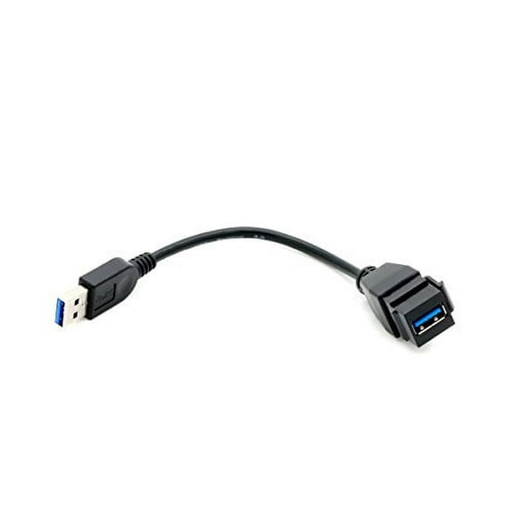 RiteAV Black USB 3 A Male-Female M/F Pigtail Extension Keystone-to-Cable Dongle