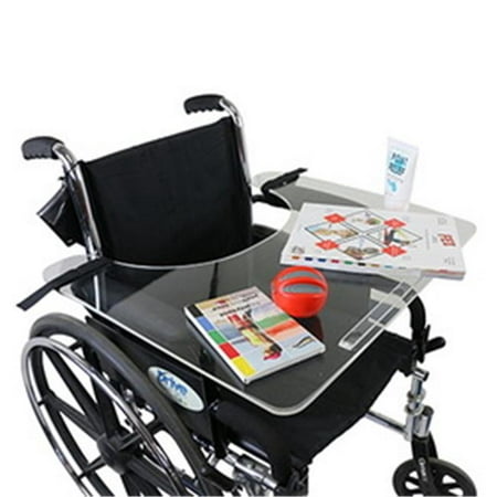 Fabrication Enterprises 50-1302 Adult Clear Acrylic Wheelchair Tray with Rim & (Best Way To Clean Wheelchair Wheels)