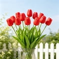 thumbnail image 6 of Hyknon Artificial Tulips Flowers, Faux Silk Flower Picks with Stems, Realistic Bendable DIY Floral Bundles, Real Touch Fade Resistan Bouquet Decor for Indoor Decor Table Centerpieces Wedding Home 13", 6 of 6