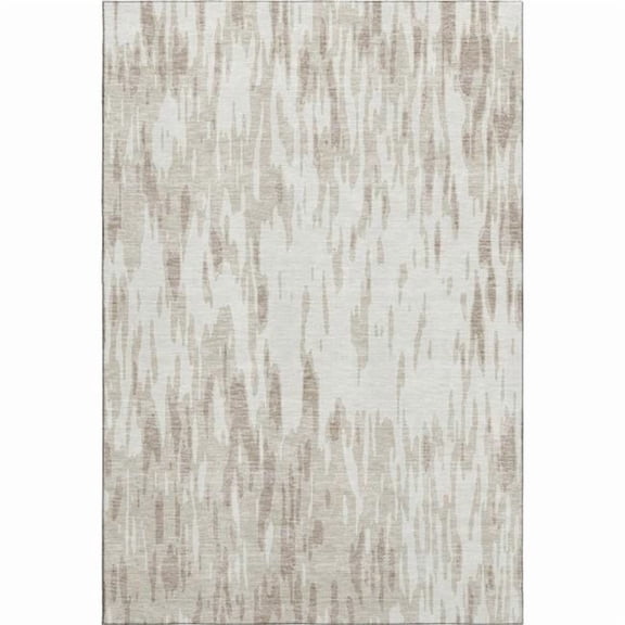 HomeRoots 675174 10 x 14 ft. Ivory & Beige Abstract Transitional Washable Machine Made Rectangle Area Rug with UV Protection