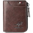 thumbnail image 1 of Kangaroo Wallet Men's RFID Blocking PU Leather Wallet with Zipper Multi Business Credit Card Holder Purse High Quality, 1 of 5