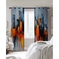 thumbnail image 3 of Blue Burnt Orange Blackout Curtains 54 Inches Long for Bedroom, Modern Oil Painting Geometric Abstract Thermal Insulated Room Darkening Black Out Window Curtain Panels Grommet Drapes for Living Room, 3 of 8