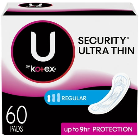 U by Kotex Security Ultra Thin Pads, Regular, Unscented (Choose Your Count)