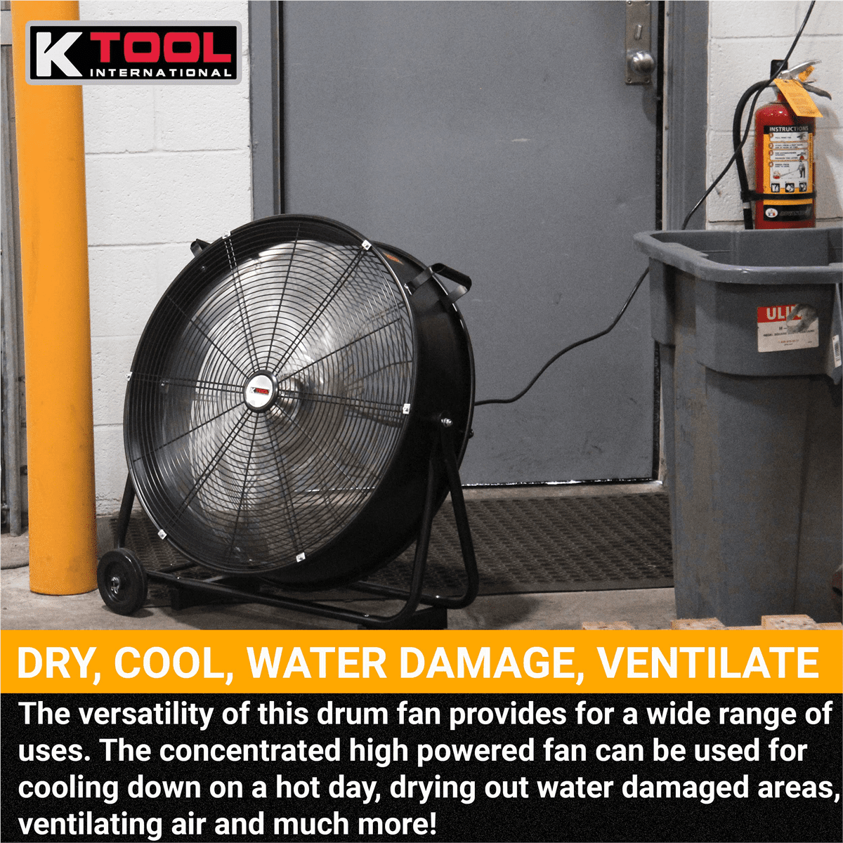 K Tool High Velocity 24 Inch Heavy Duty Fan, 2 Speed for Industrial Residential, 6940 Max, Black