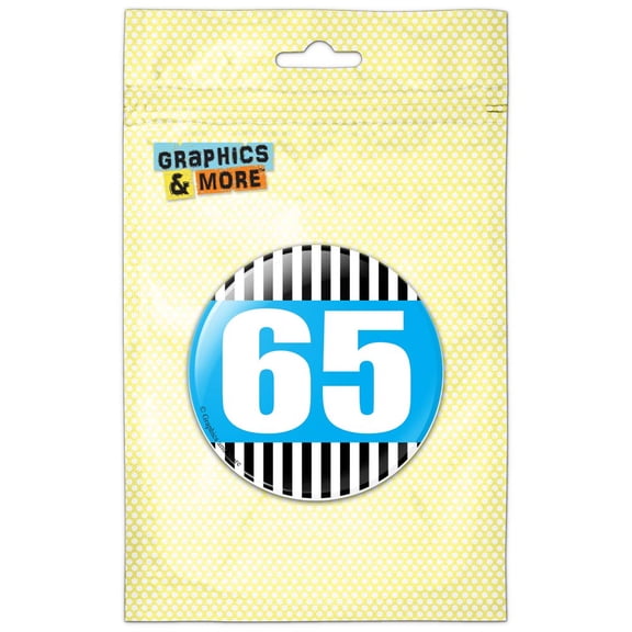 Birthday Stripes Blue 65 Pinback Button Pin Badge