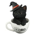 thumbnail image 2 of Witching Hour Halloween Black Cat with Witch Hat In Tea Cup Pet Pal Figurine, 2 of 6
