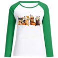 thumbnail image 4 of Raeneomay Long Sleeve Shirts for Women Halloween Printed Colour Matching Round Neck Casual Tee Tops, 4 of 4