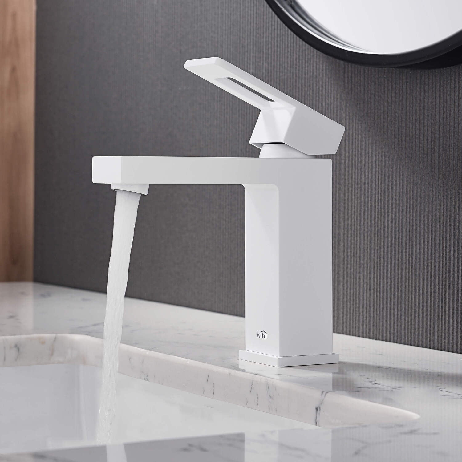 Kibi Cubic Single Handle Bathroom Vanity Sink Faucet with Pop Up Drain