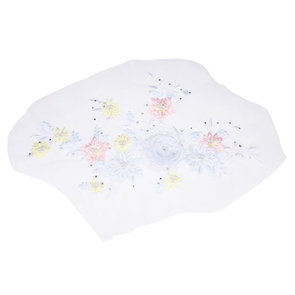 Uxcell Flower Fabric Beaded Lace Applique, 3D Sew on Flower Fabric Patches Embroidered Pearl Lace Patch with Sequins for DIY Sewing Clothing Wedding Dress Decoration(Left, White)