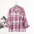 thumbnail image 3 of Womens Pajama Sets 2 Piece Cotton Plaid Pjs Long Sleeve Sleepwear Christmas Button Down Lounge Set, 3 of 8