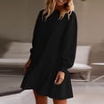 thumbnail image 2 of Womens 2025 Fall Long Sleeve Pullover Tops Crewneck Rib Knit Patchwork Sweatshirt Dress Casual Mini Dresses, 2 of 5