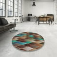 thumbnail image 3 of Ahgly Company Indoor Square Patterned Bakers Brown Abstract Area Rugs, 10' Square, 3 of 6