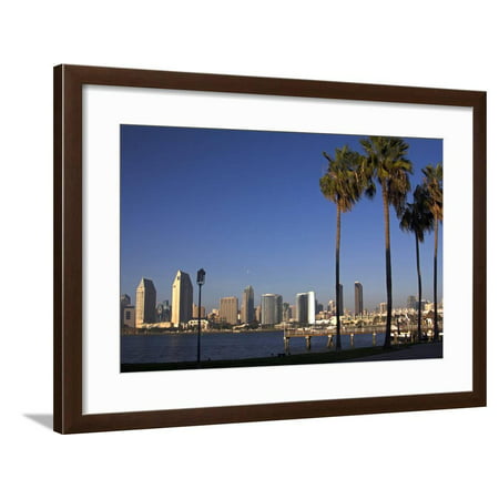 USA, California, San Diego. San Diego Skyline and Palm Trees Framed Print Wall Art By Kymri