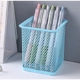 thumbnail image 5 of Portalápices de malla metálica de 2 uds, portalápices, organizador de bolígrafos para escritorio, oficina y escuela, portalápices verde + azul, cuadrado de Metal, 5 of 5