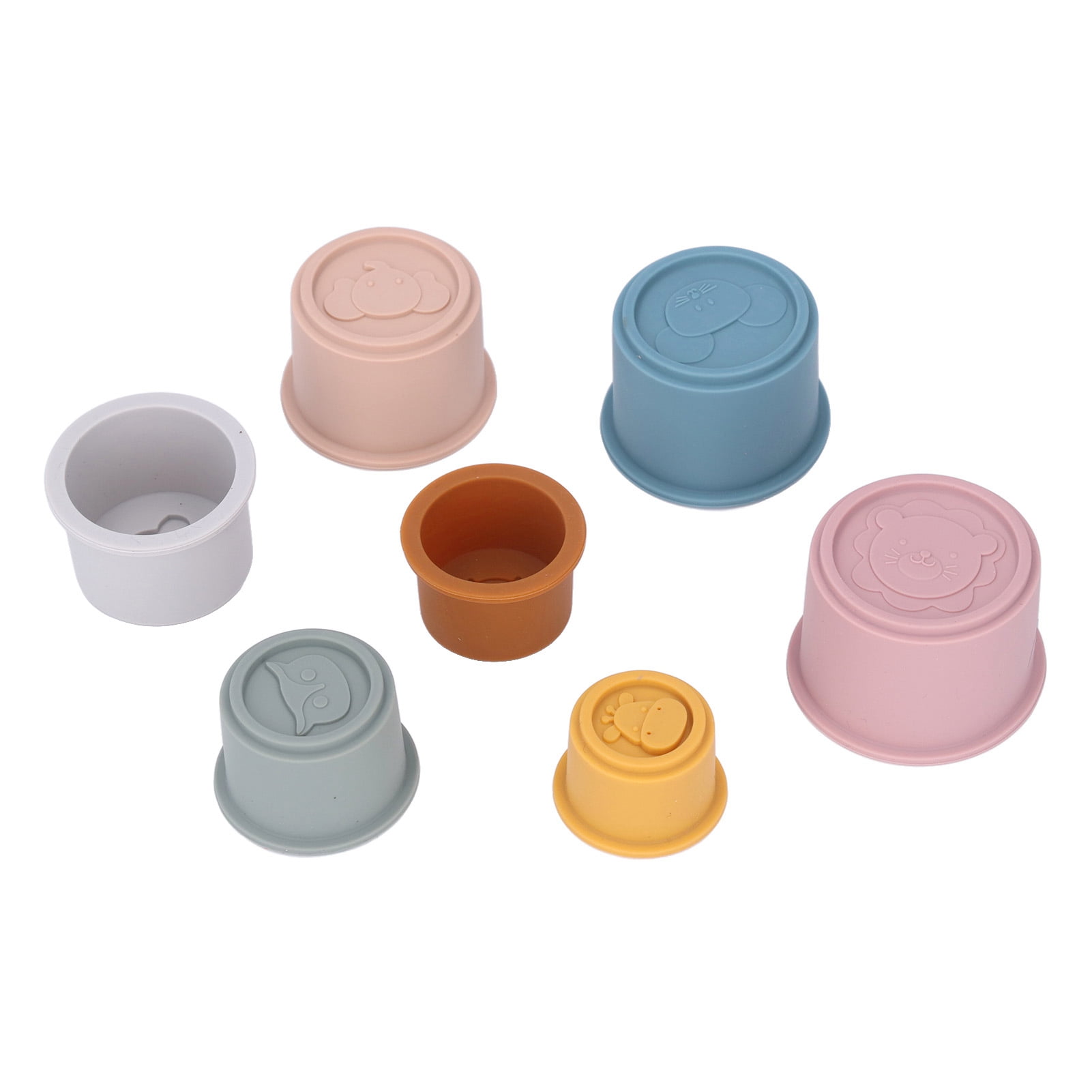 Tasses à Empiler Mushie – 8 Gobelets Gigognes Arc-en-Ciel, Sans BPA, Fabriqué Au Danemark, Jouet Éducatif Motricité 0-3 Ans