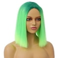 thumbnail image 2 of RightOn Green Ombre Wig Short Straight Bob Wigs for Women Middle Part Synthetic Cosplay Wigs Daily Party Use, 2 of 4