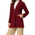 thumbnail image 4 of INSPIRE CHIC Women's Lapel Collar Buttoned Outwear Elegant Work Notch Trench Winter Coat XL Burgundy, 4 of 6