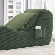 Yoga Curve Chair, Corduroy Yoga Chaise Lounge Chair for Adults, With Lumbar Pillow, Side Pocket, Ottoman, Modern Yoga Couch for Stretching and Relaxation, Green