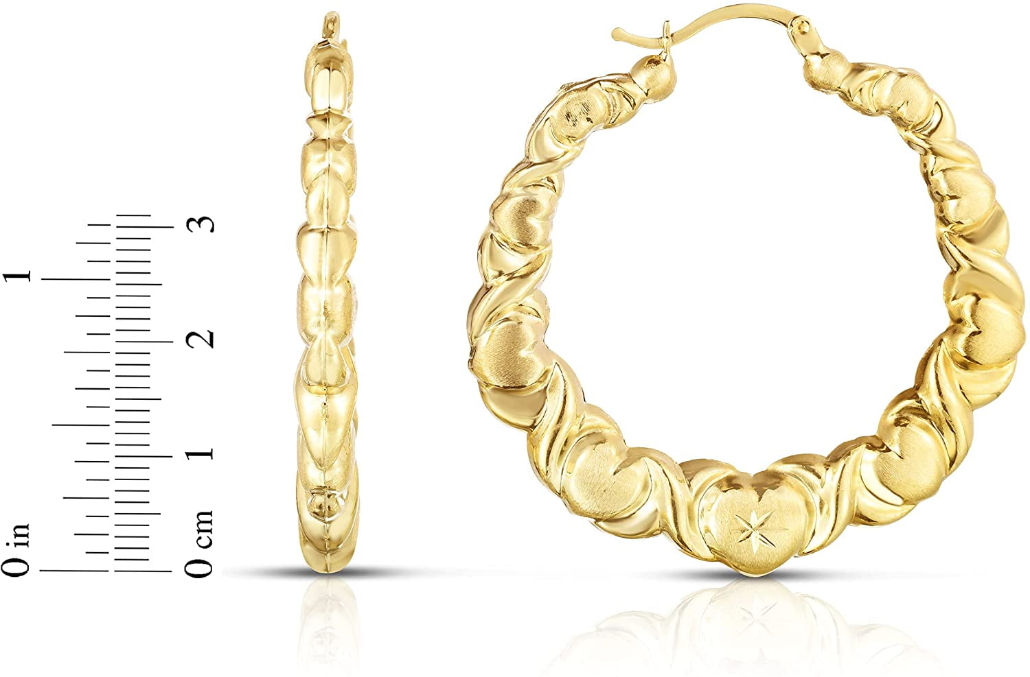 Floreo 10k Yellow Gold XOXO with Graduated Heart Shape Hoop Earrings