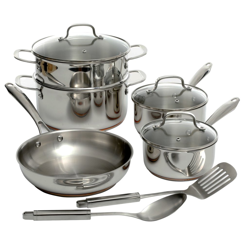 Oster Cuisine Kellerton 10 Piece Cookware Set with Copper Accents