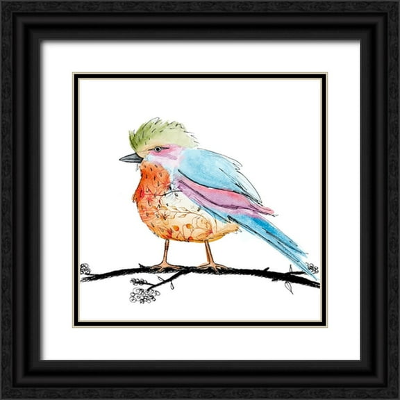 SD Graphics Studio 12x12 Black Ornate Wood Framed with Double Matting Museum Art Print Titled - Bright Bird II