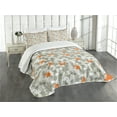 thumbnail image 3 of Ambesonne Animal Quilted Bedspread Set 3 Pcs, Fox in the Winter Forest, Queen Size, Pale Sage Green Orange, 3 of 5