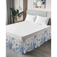 thumbnail image 4 of Blue Coastal Starfish Wrap Around Bed Skirts for Queen Bed 16" Drop,Bed Skirt with Adjustable Elastic Belt Dust Ruffle Bed Valance for Bedroom Hotel Beach Ocean Nautical Shells Conch Bed Frame Cover, 4 of 7