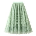 thumbnail image 1 of IROINNID tail Elastic Waist Skirt For Women Ruffled Mesh Skirt High Waist Prom Poached Skirt Half Skirt Solid Color Skirt, 1 of 6