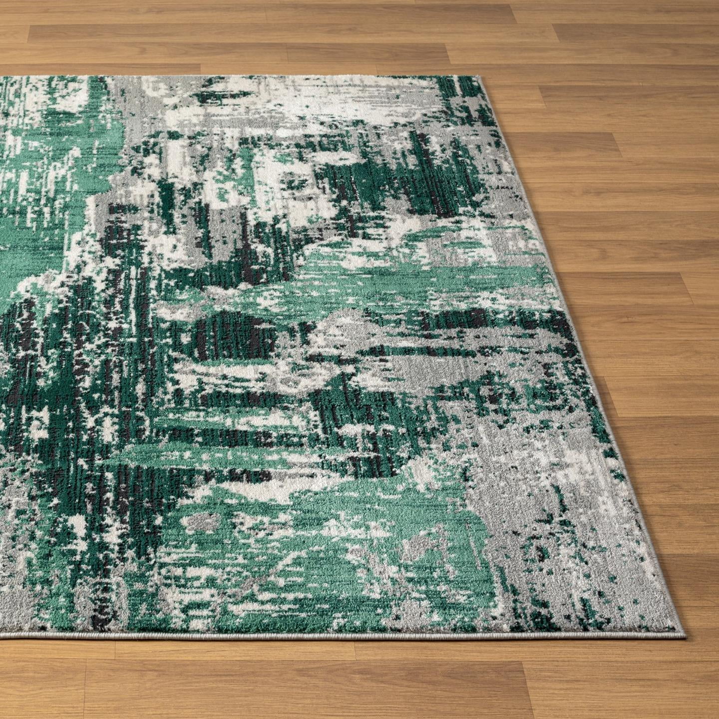 Luxe Weavers Modern Abstract Distressed Green 4x5 Area Rug for Living Rooms and Bedrooms