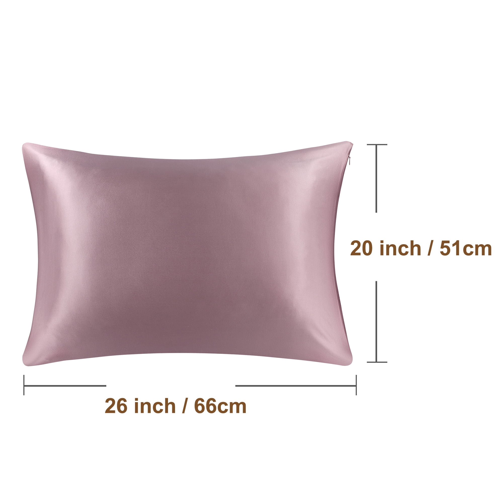 PiccoCasa 22 Momme Silk Pillowcase with Hidden Zipper, King(20"x36"), Mauve