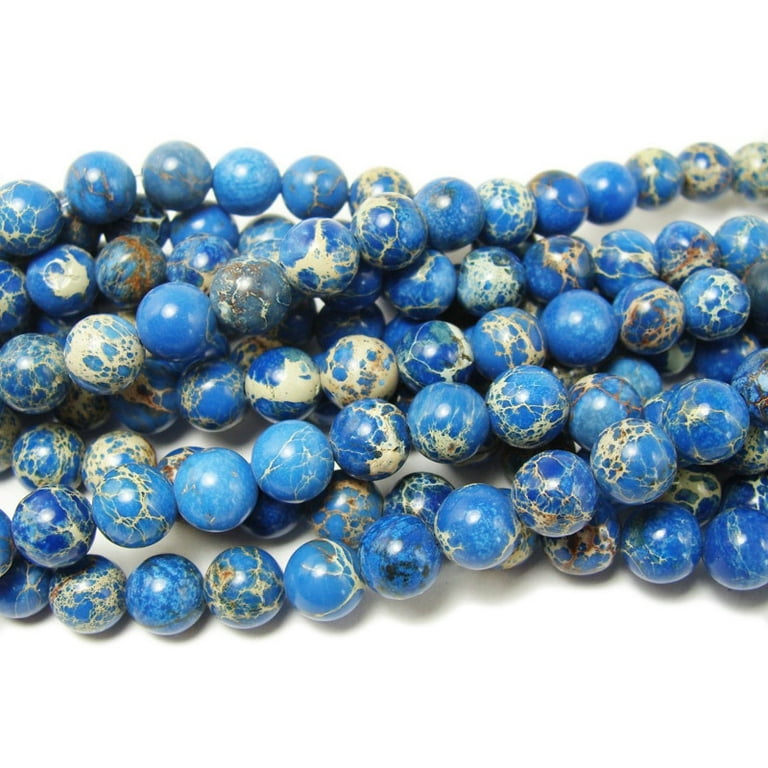 Blue Imperial Jasper Gemstone Beads - 8mm Round Loose Beads, 15.5 Inch Strand For Jewelry Making (Natural Stone)