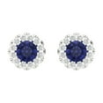 thumbnail image 3 of 14K Solid Gold Screw Back Stud Earrings for Women | 0.8808 cttw Round Cut Simulated Tanzanite | White Gold, 3 of 5