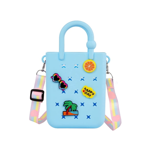Silicone hole handbag toddler purse with adjustable shoulder strap can be DIY decoration, girls birthday gift