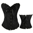 thumbnail image 2 of Womens Vintage Gothic Cute Gothic Clothes for Teen Girls Party Floral Lace Up Black Dress Slim Corset Bustier Tube Black Clothes for Men Gothic Top, 2 of 7