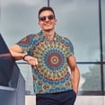thumbnail image 5 of Daiia Round Mandala Pattern Men’s Polo Shirts,Solid Deck Shirt,Classic Fit, Breathable Cotton Polo for Casual and Sport Wear-Large, 5 of 7