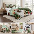 thumbnail image 6 of Quilts King Size Bedding Set, Green Christmas Lightweight Quilted Comforter, Xmas Snowman Trees Snowflake Cardinal Plaid Reversible Bedspread Coverlet with Pillow Covers for All Season, 96" x 106", 6 of 9