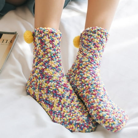 

Pxiakgy socks for women Women Cotton Socks Thicker Antislip Coral Floor Socks Carpet Socks Yellow + One size