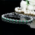 thumbnail image 6 of Charming Silver Plated Green Cubic Zirconia Round Thin Crystal Tennis Bracelet, 6 of 8