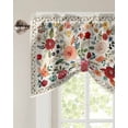 thumbnail image 3 of Tie Up Valance Curtain for Kitchen,Retro Watercolor Flowers Rod Pocket Short Curtains Adjustable Tie-Up Shade Valances,Farm Red Pink Floral on Linen Window Treatment for Bathroom Living Room Bedroom, 3 of 8