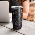 thumbnail image 4 of 20oz Tumblers Halloween Pumpkins Skulls and Bats Stainless Steel Vacuum Insulated Double Wall Travel Tumbler Cups Mug with Lid and Straw,Cleaning Brush for Cold & Hot Drinks, 4 of 7