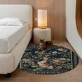 thumbnail image 2 of Round Area Rug 3 Ft, Black Flowers Washable Non-Slip Circle Carpet for Living Room/Bedroom, Spring Floral Elegant Pastoral Vintage Low-Profile Small Floor Mats Collection Rugs for Indoor, 2 of 8