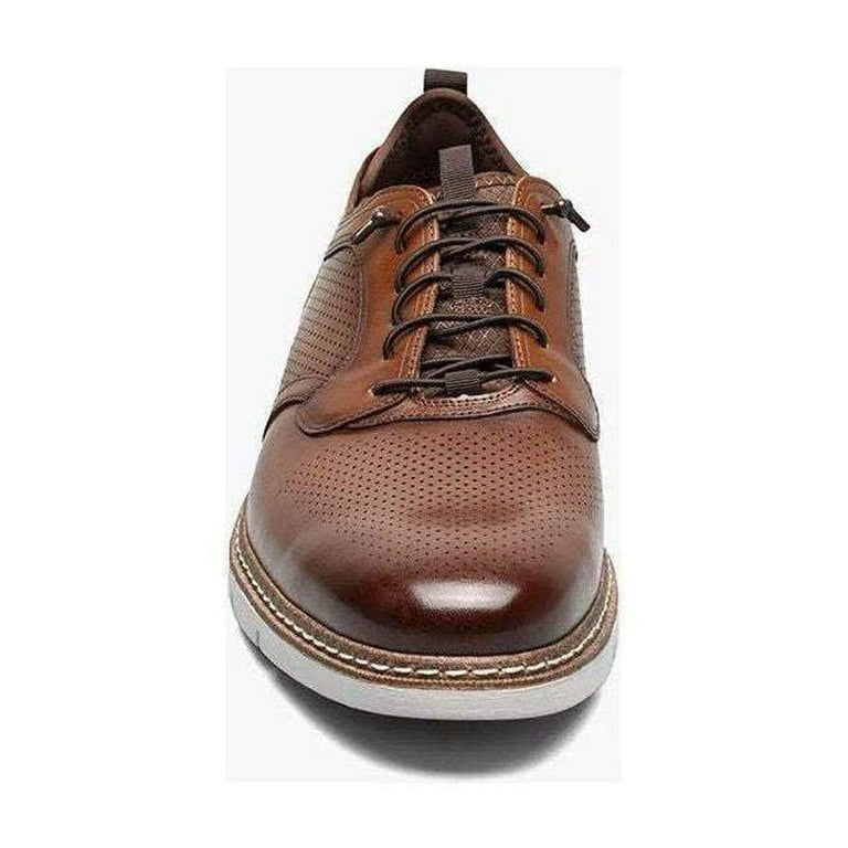 Stacy Adams Sync Plain Toe Elastic Lace Up Sneaker Leather Cognac
