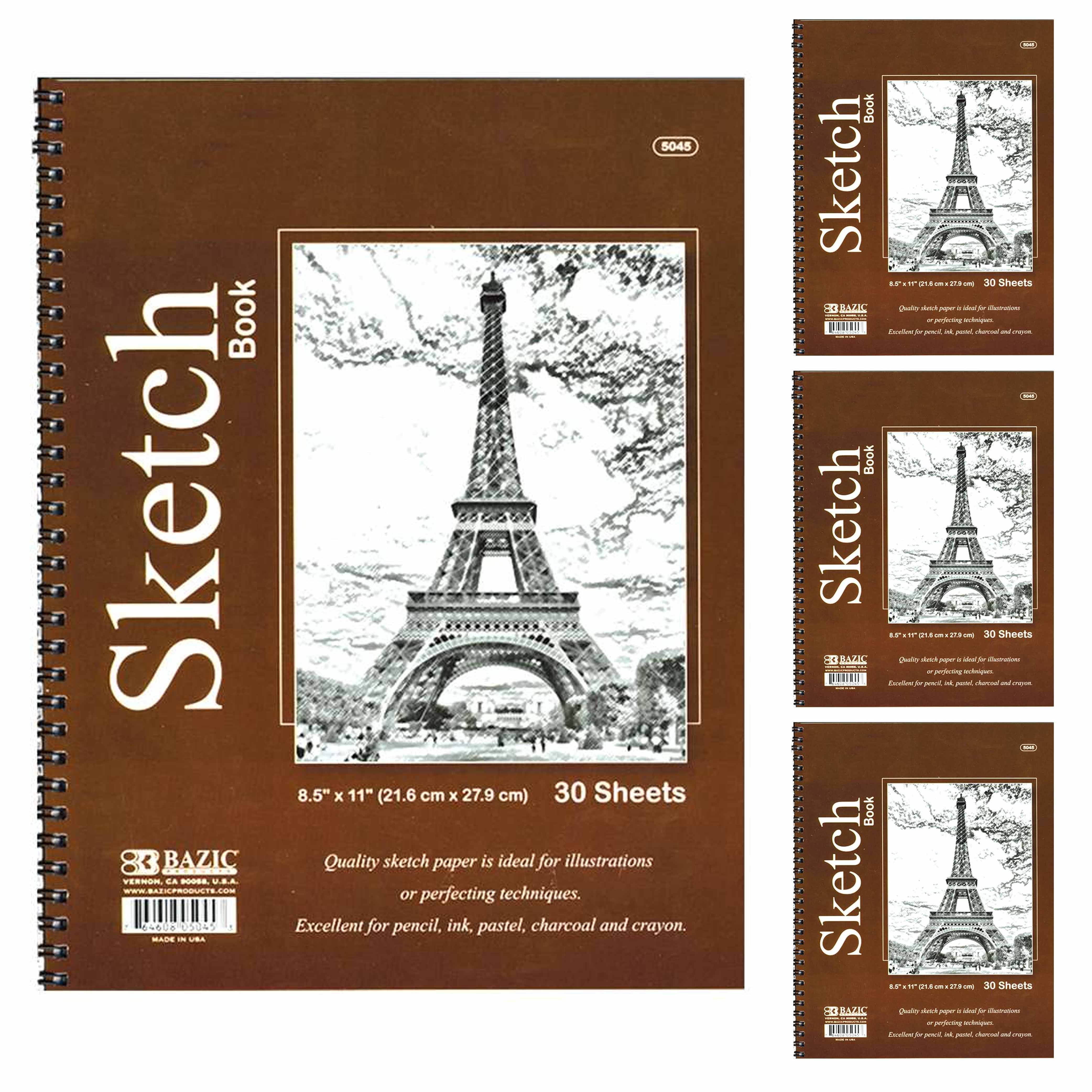 4 Pc Sketchbooks Sketch Pad Side Spiral Bound 8.5"X11" Artists Drawing