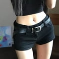 thumbnail image 5 of successthop Jean Shorts for Women Strecthy Straight Leg Jorts Button Loose Streetwear Zip Up Summer Going Out Clothes S, 5 of 6